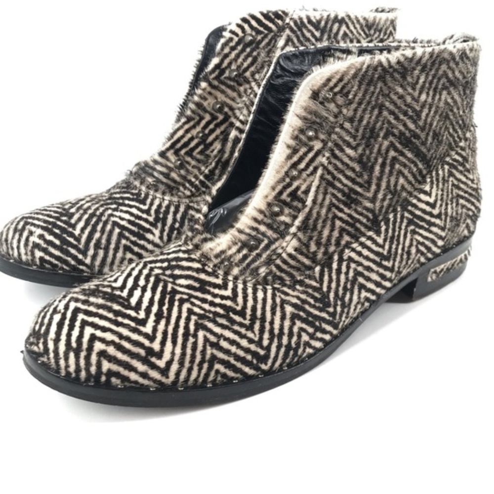 Freda Salvador Zebra Print Calf Hair Ankle Booties